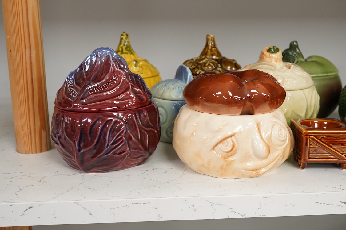A collection of eighteen Sylvac vegetable pots and table accessories, largest 15cm high